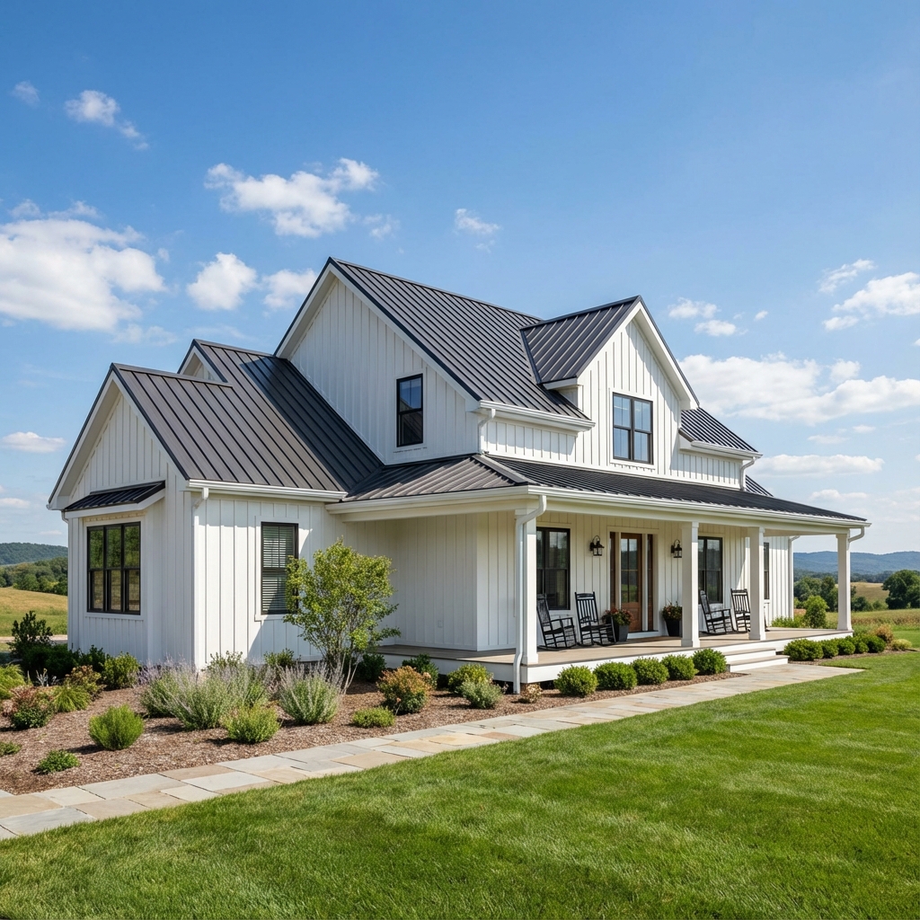 Complete seamless gutter system installed on modern home